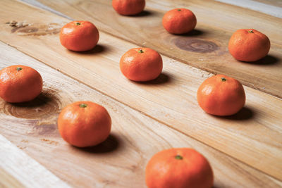 High angle view of tomatoes on table