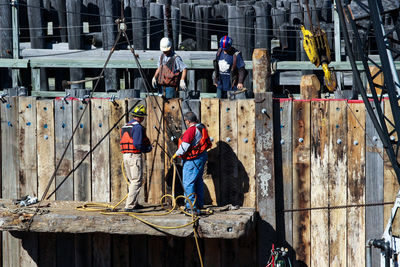 People working at construction site