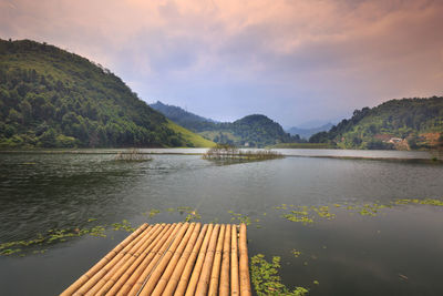 Scenic view of lake against sky