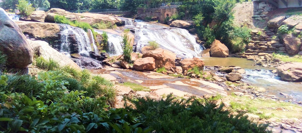 Scenic view of waterfall