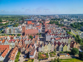 Aerial view of the old town in elblag, poland