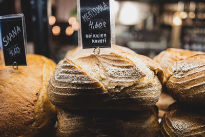 Close-up of bread for sale