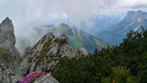Panoramic view of mountains against sky