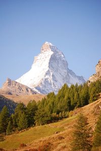 Scenic view of mountains against clear sky