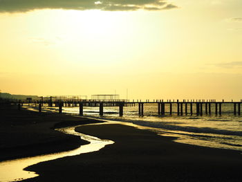 Scenic view of sea at sunset