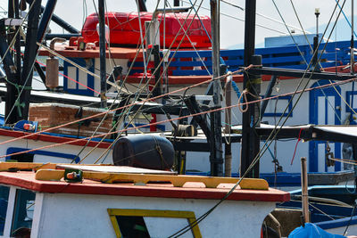 View of fishing boats in harbor