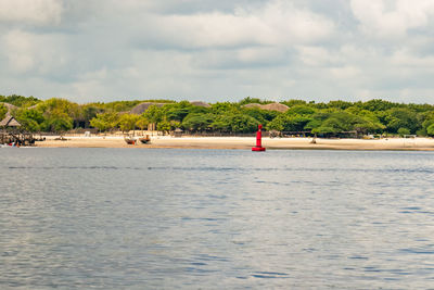 Shela beach waterfront in old town lamu, kenya, unesco world heritage site