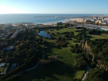 High angle view of city