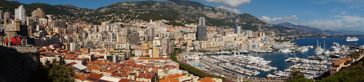 Panoramic view of cityscape against sky