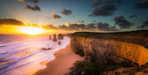 Scenic view of sea against sky during sunset