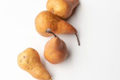 High angle view of orange on white background