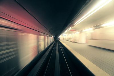 Blurred motion of illuminated granville station