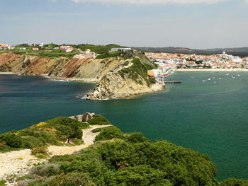 High angle view of sea against sky