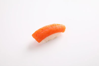 Close-up of sushi against white background