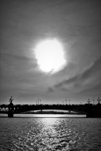 Silhouette of city at riverbank