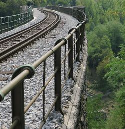 High angle view of railway bridge