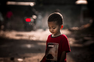 Boy looking at camera