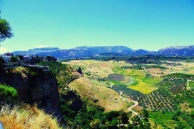 Scenic view of landscape against clear sky