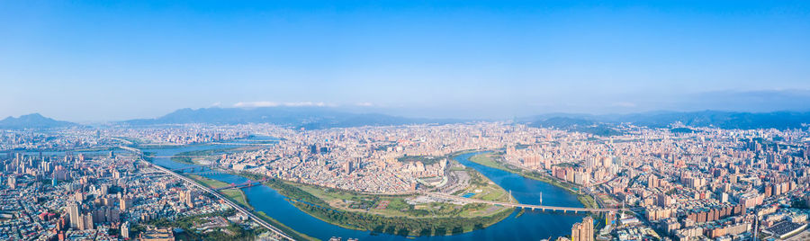 High angle view of buildings in city