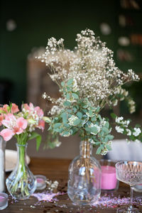 Close-up of flower vase on table