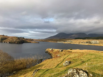 Scenic view of lake against sky