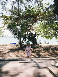 Girl walking at beach