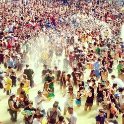 High angle view of crowd at music concert