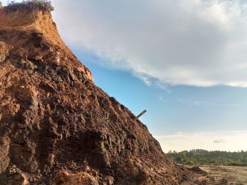 Low angle view of rock formations against sky