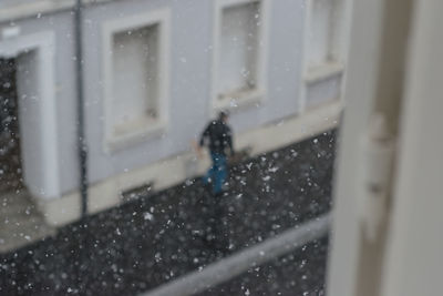 Close-up of snow on road