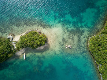 Scenic bird's eye drone picture of the hundred islands national park in pangasinan, philippines