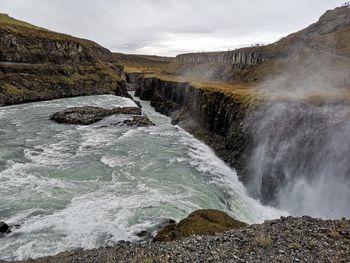 Scenic view of gullfoss falls