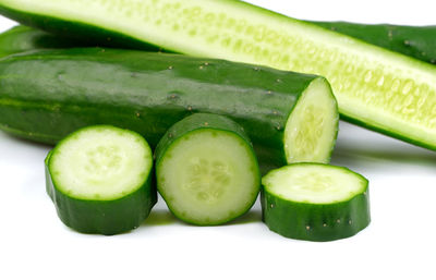 Close-up of green beans against white background