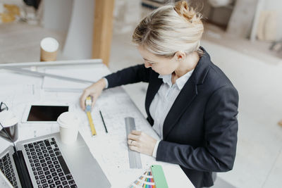 Woman working on laptop