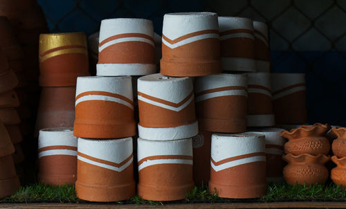 Stack of painted pots