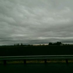 Scenic view of field against cloudy sky