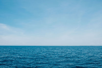 Scenic view of sea against blue sky