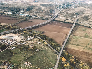 High angle view of agricultural field