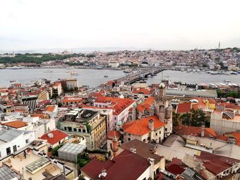 High angle view of townscape against sky