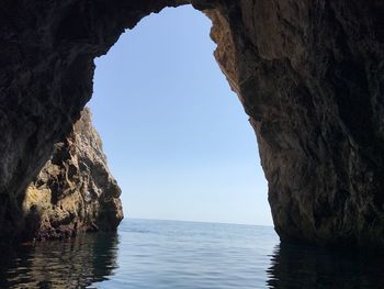 Scenic view of sea against clear sky