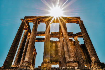 Low angle view of old ruins against sky