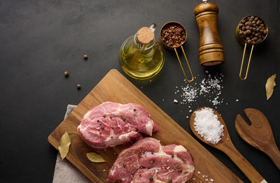 High angle view of food on table