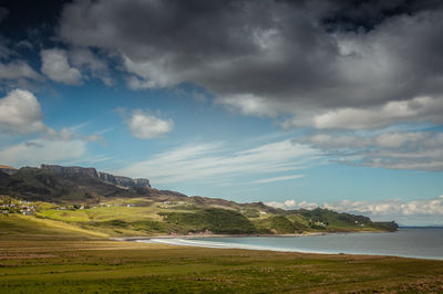 Panorama of small village near the isle of skye shoreline, scotland