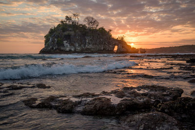 Scenic view of sea against sky during sunset