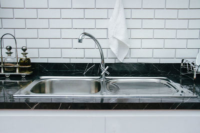 Close-up of kitchen sink at home