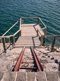 High angle view of pier over sea