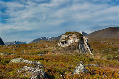 View of mountain against cloudy sky