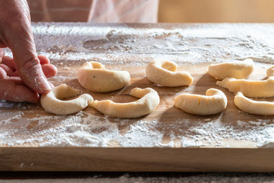 Close-up of baking of german-style vanille kipferl cookies