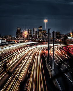 Long exposure overlooking i25 facing the city of denver