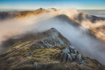 Moody landscape from carpathian mountains, romania.