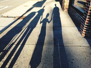 High angle view of shadow on street